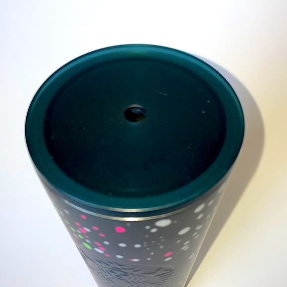 2020 Starbucks Metal Tumbler Dark Green with Hot Pink Green and White Confetti - Picture 6 of 7